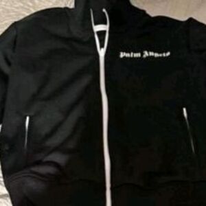 Palm Angels Black Track Jacket with White Trim